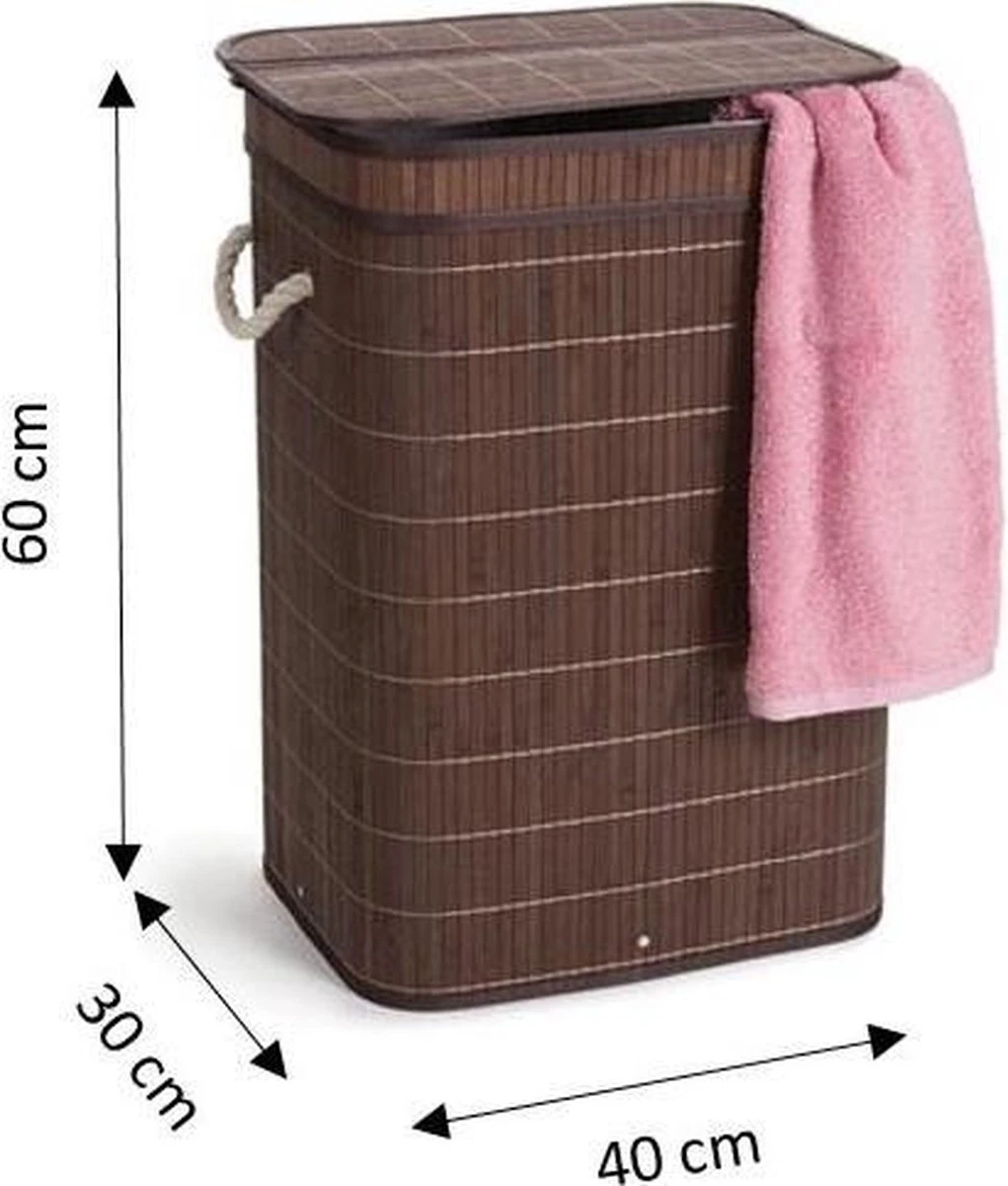 Bamboe Wasmand - Met Extra Waszak Met 2 Vakken - Bruin