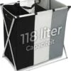 HAPPY LIFE – Wassorteerder – Stevige Grote Wasmand Met 3 Vakken – 118 L Opvouwbaar – Aluminium - Polyester