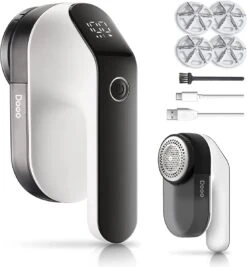 DOWO® - Elektrische Pluizenverwijderaar - Ontpluizer - Draadloos En Oplaadbaar - Pluizentondeuse - 3 Extra Opzetstukken - Zwart