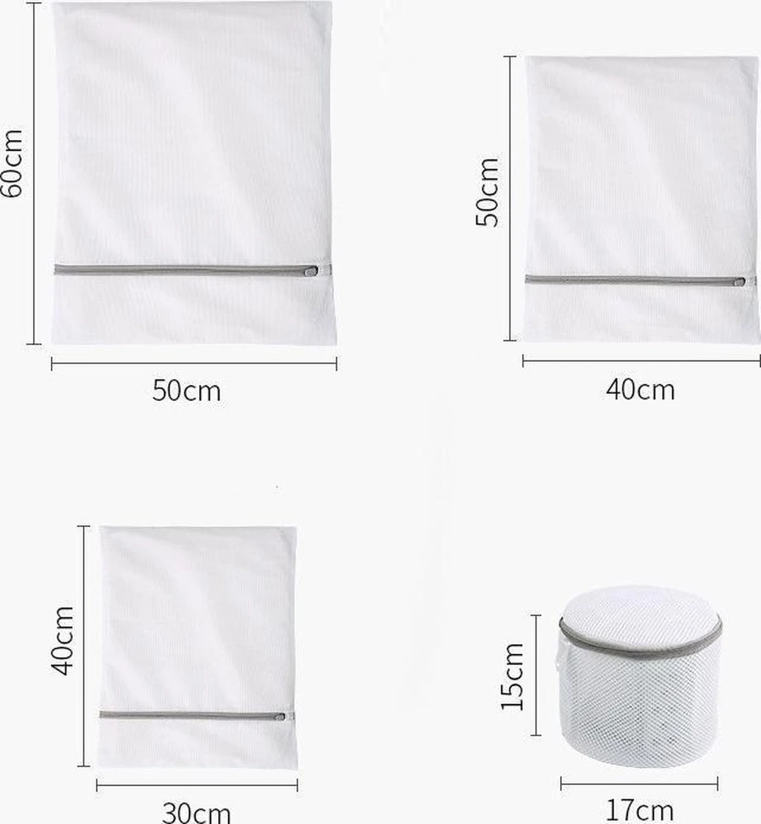 Merkloos Waszak 4 Delig - 1x Groot (50x60 Cm) - 1x Middel ( 40x50cm) - 1x Normaal (30x40cm) - 1x BH (17x15cm) - Afbeelding 5