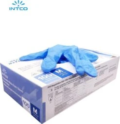 Intco Nitril Handschoenen - 100 Stuks Nitrile Wegwerp Handschoenen - Poedervrij, Latexvrij - Onderzoekshandschoenen - Maat: S - Blauw