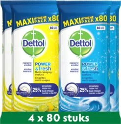 Dettol - 320 Schoonmaakdoekjes Power & Fresh - Citrus 2x80 - Oceanfris 2x80