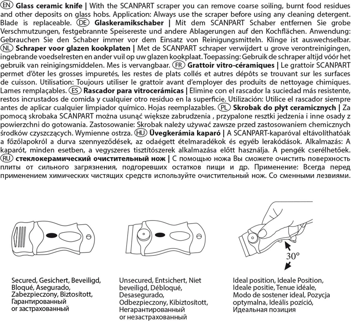Scanpart Kookplaat Schraper - Schraapijzer - Radeermes - Voor Alle Glazen Kookplaten - Zoals Keramische Inductie En Halogeen Kookplaten - Kunststof - Vervangbaar Mesje - Krasvrij - Afbeelding 4