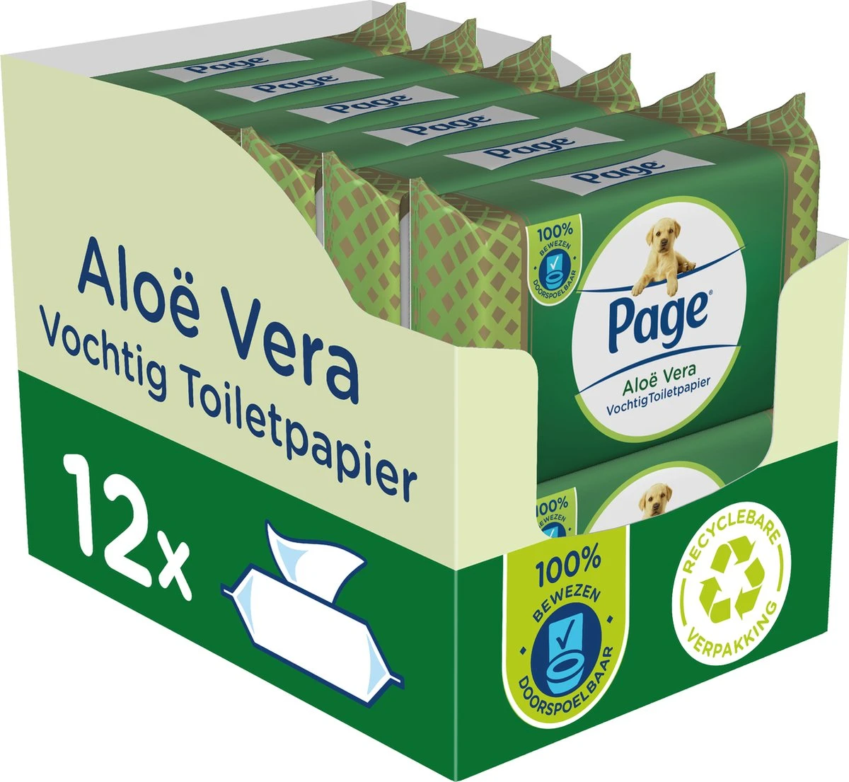 Page Vochtig Toiletpapier - 12 X 38 Stuks - Aloë Vera Vochtig Wc Papier - Voordeelverpakking - Afbeelding 2