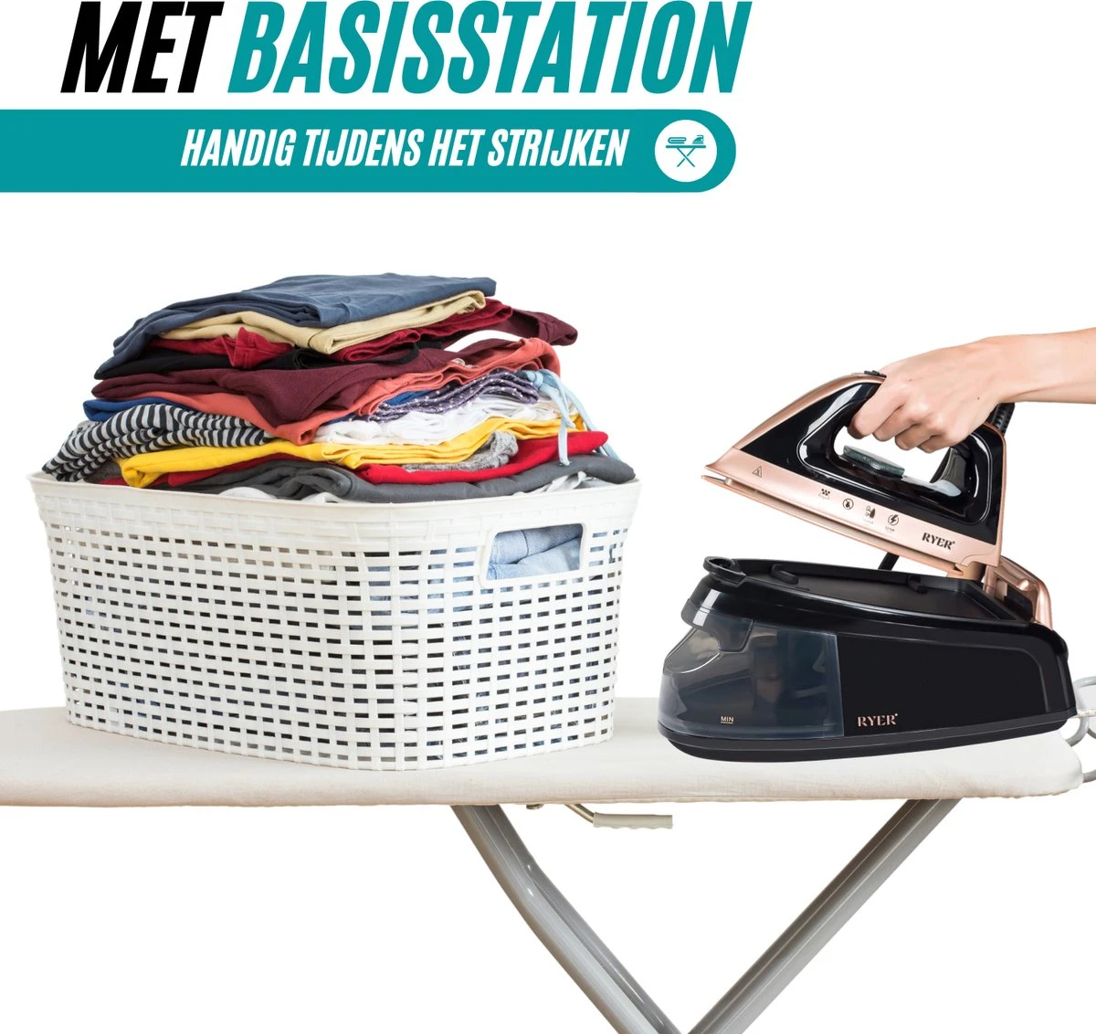 RYER Stoomstrijkijzer Met Stoomgenerator - Iron - Keramische Zoolplaat - Afbeelding 10