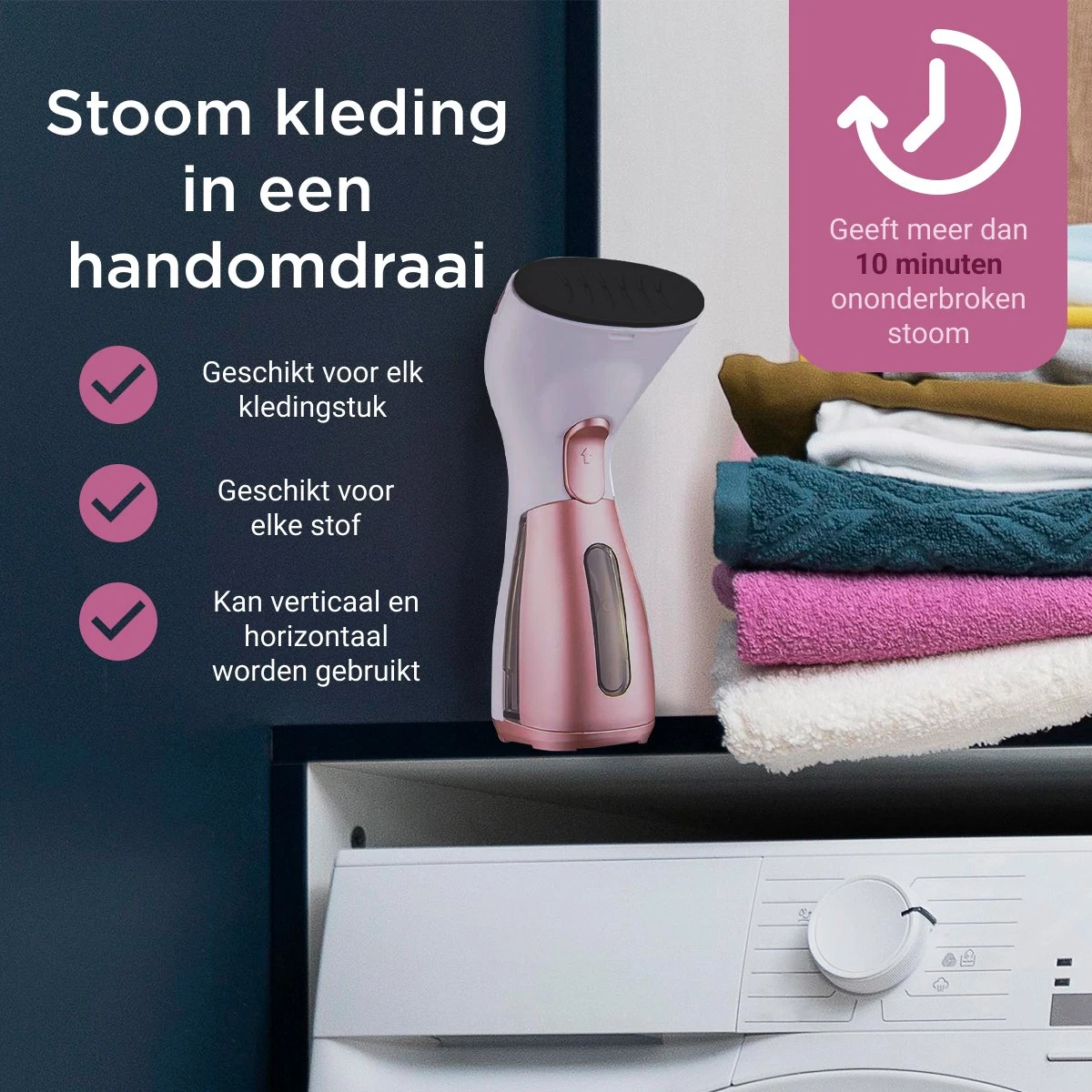 Luxe Kledingstomer - Handstomer - Handstoomreiniger - Stoomstrijkijzer - Stomer Kleding - Voor Op Reis - Roze - Afbeelding 4