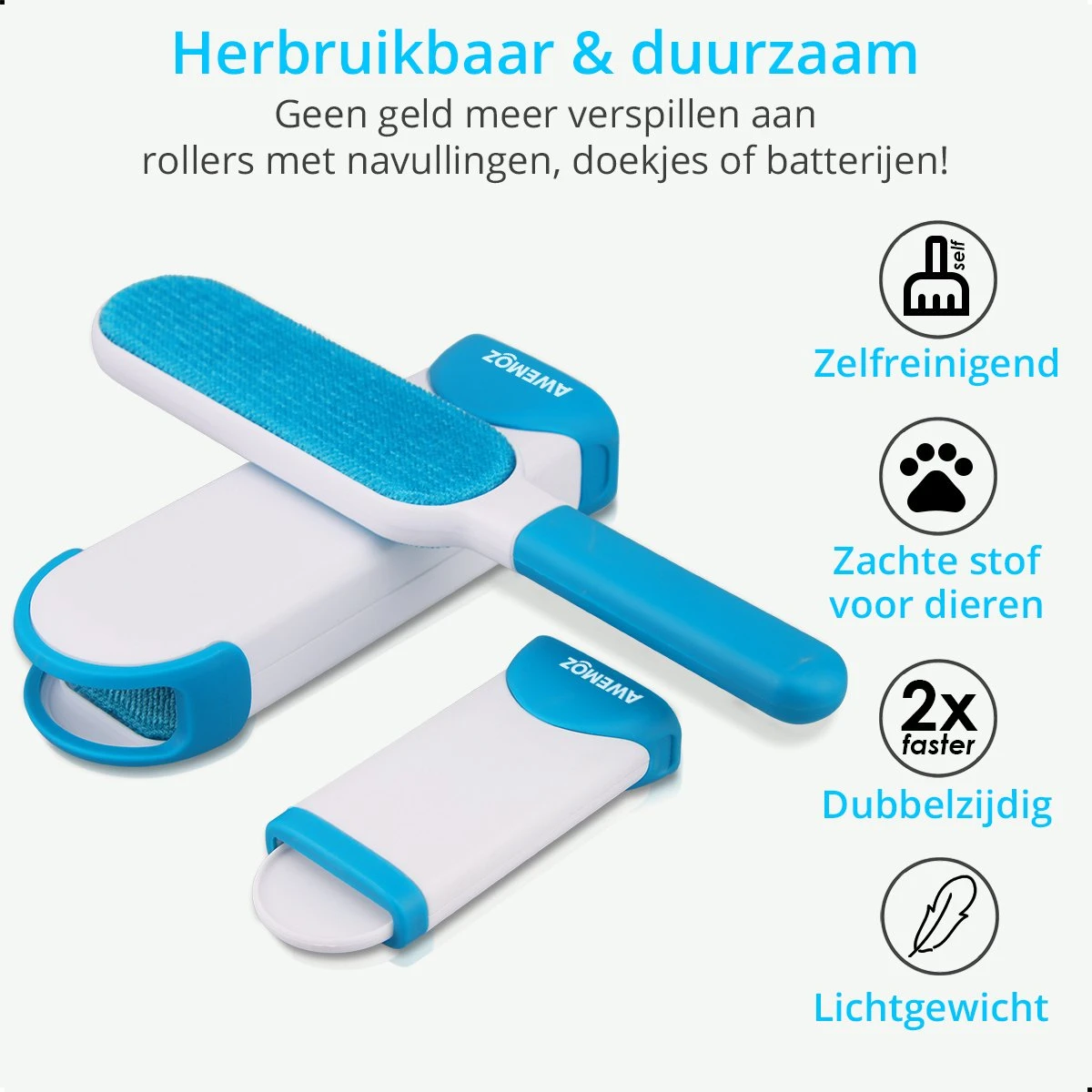 AWEMOZ Pluizenverwijderaar 2 Stuks - Pluizenborstel - Ontpluizer - Kledingroller – Pluizenroller - Kleefroller - Kledingborstel - Afbeelding 3