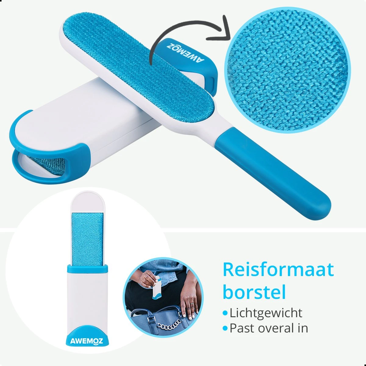 AWEMOZ Pluizenverwijderaar 2 Stuks - Pluizenborstel - Ontpluizer - Kledingroller – Pluizenroller - Kleefroller - Kledingborstel - Afbeelding 5