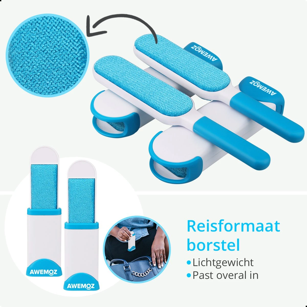 AWEMOZ Pluizenverwijderaar 4 Stuks - Pluizenborstel - Ontpluizer - Kledingroller – Pluizenroller - Kleefroller - Kledingborstel - Afbeelding 4