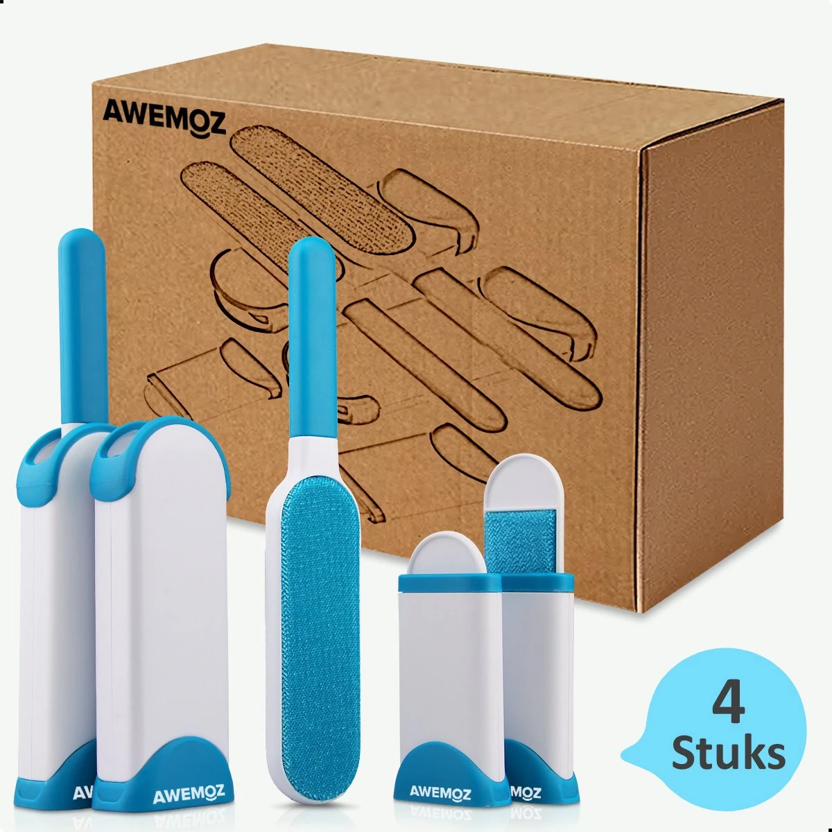 AWEMOZ Pluizenverwijderaar 4 Stuks - Pluizenborstel - Ontpluizer - Kledingroller – Pluizenroller - Kleefroller - Kledingborstel - Afbeelding 7