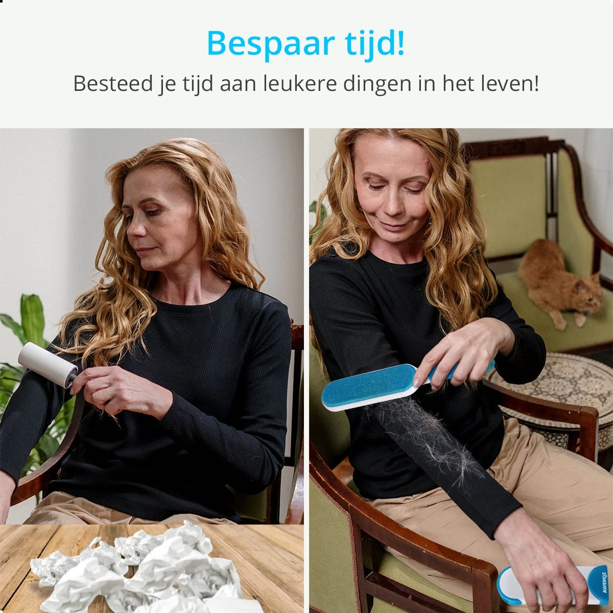 AWEMOZ Pluizenverwijderaar 4 Stuks - Pluizenborstel - Ontpluizer - Kledingroller – Pluizenroller - Kleefroller - Kledingborstel - Afbeelding 9