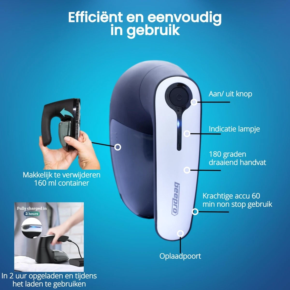 Beepro® Elektrische Pluizenverwijderaar - Ontpluizer - Draadloos En Oplaadbaar - Zwart - Afbeelding 4
