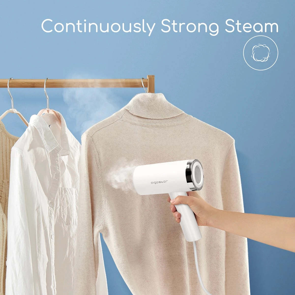 Aigostar Tiny 31RSM - Kledingstomer - Handstomer - 1200W - Wit - Afbeelding 8