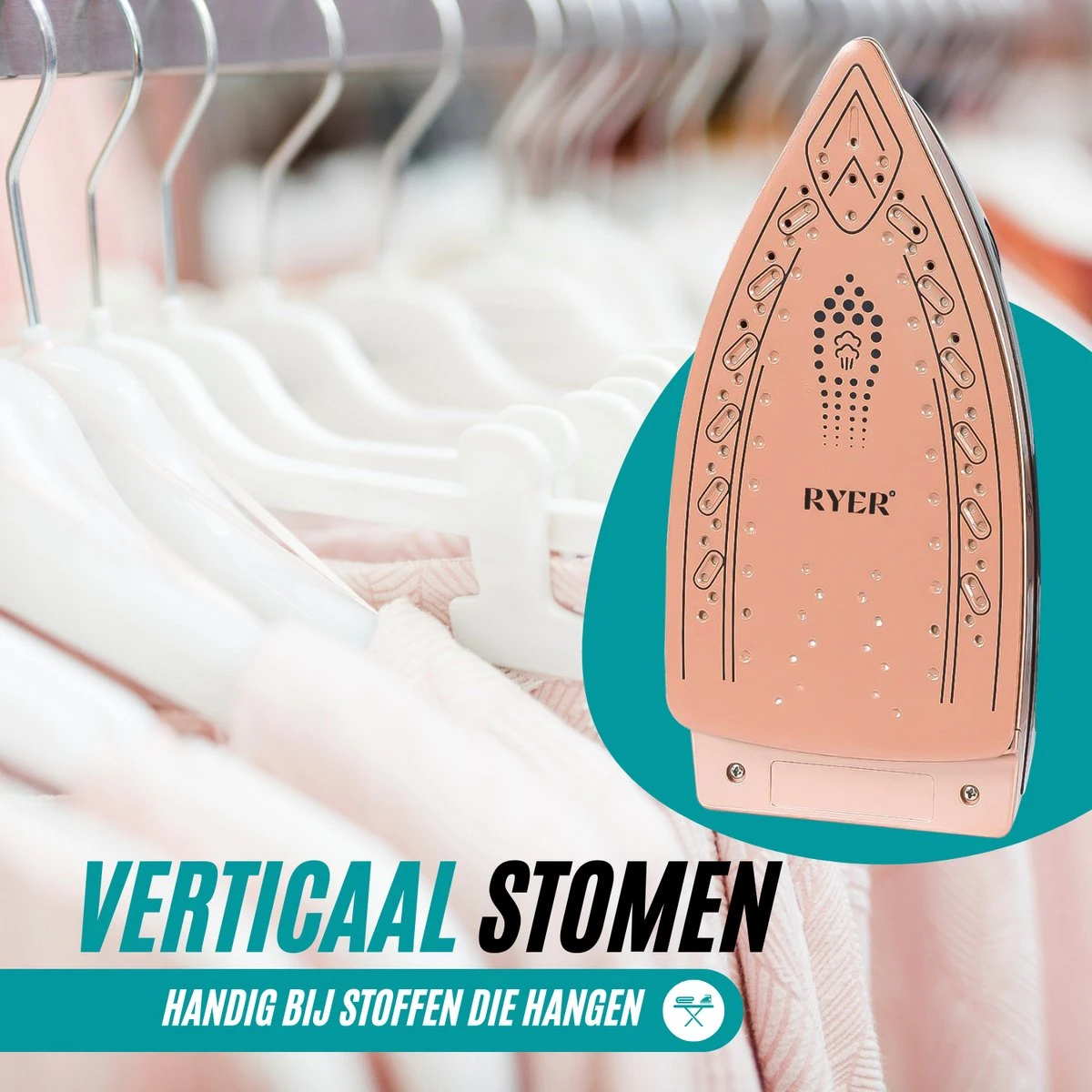 RYER Stoomstrijkijzer Met Stoomgenerator - Iron - Keramische Zoolplaat - Afbeelding 5