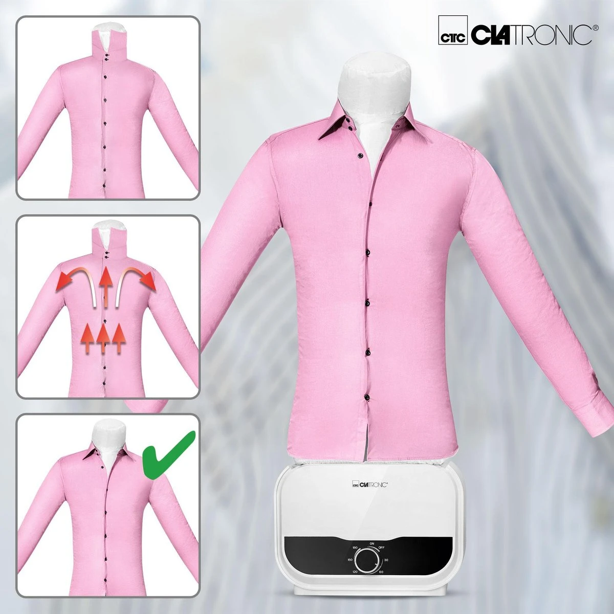 Clatronic HBB 3734 -Hemden-/blouse- En Broekstrijksysteem - Drogen En Strijken In één Stap - Afbeelding 2