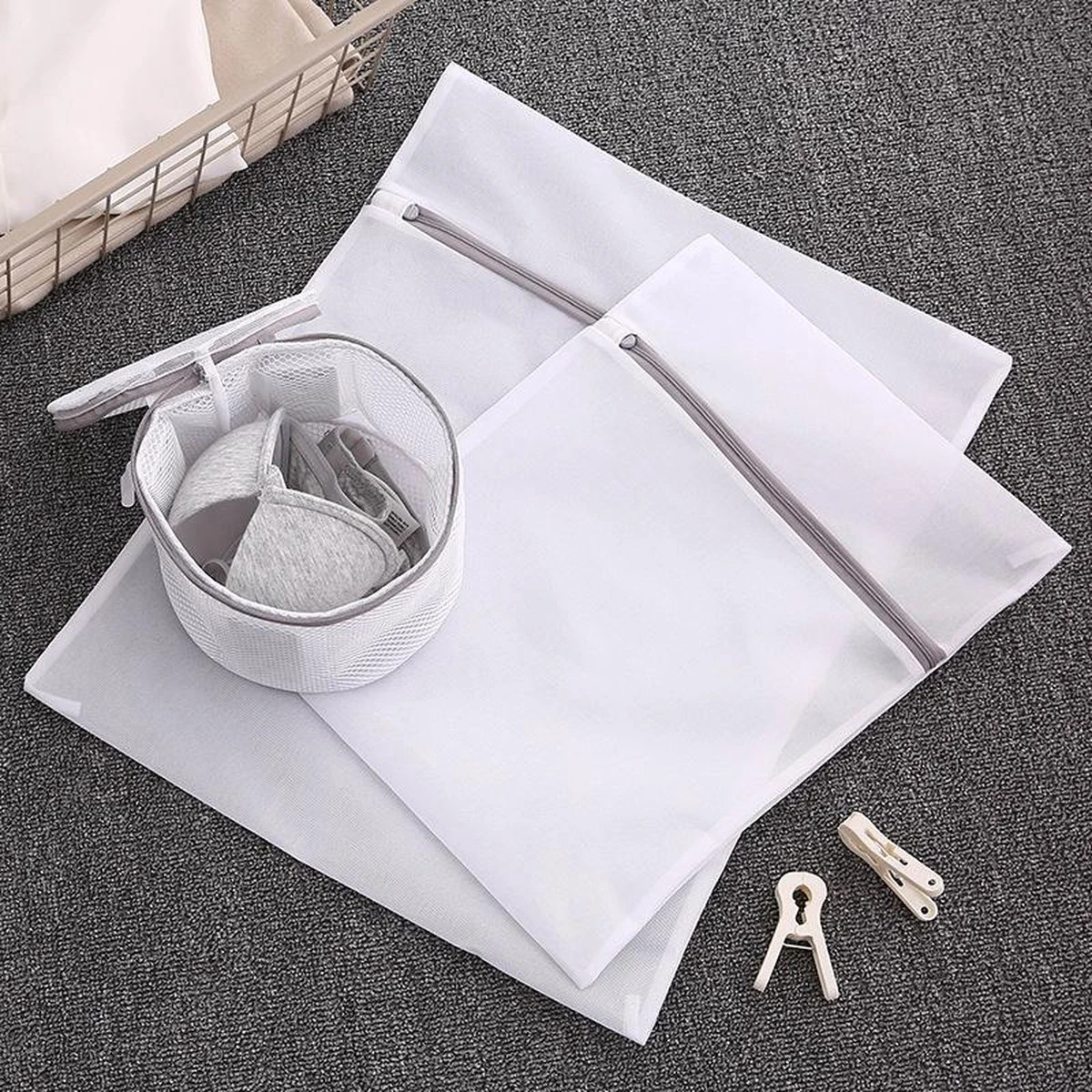 Merkloos Waszak 4 Delig - 1x Groot (50x60 Cm) - 1x Middel ( 40x50cm) - 1x Normaal (30x40cm) - 1x BH (17x15cm) - Afbeelding 4