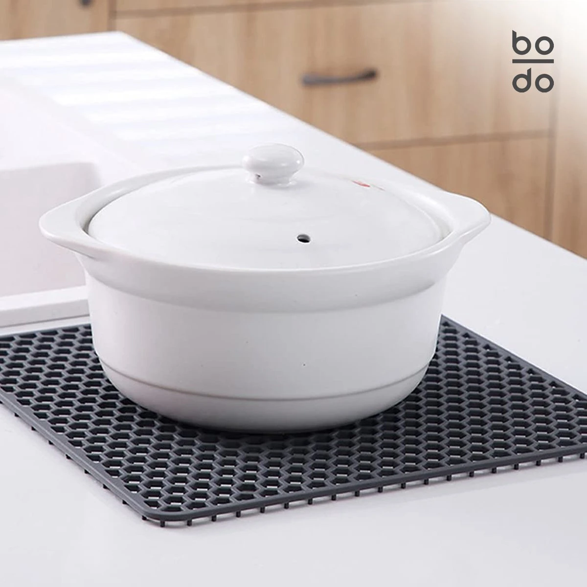 BODO Gootsteenmat Siliconen Donker Grijs - 30.5 X 30.5 Cm - Keuken Accessoires - Gootsteen Beschermer - Onderzetters Siliconen - Anti Kras - Gootsteen Accessoires - Afbeelding 7