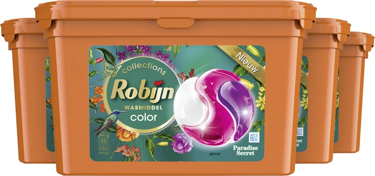 Robijn Paradise Secret 3 In 1 Wascapsules - 4 X 15 Wasbeurten - Voordeelverpakking - Afbeelding 2