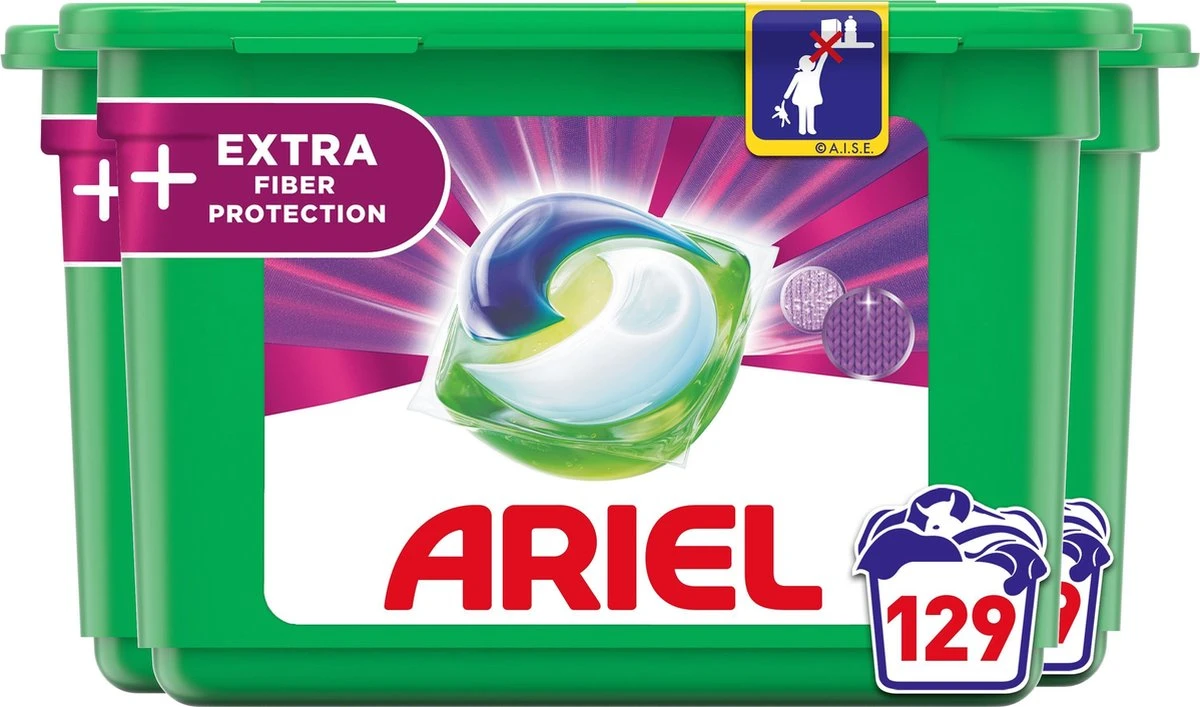 Ariel All In 1 Wasmiddel Pods +Vezelbescherming - 3x43 Wasbeurten - Voordeelverpakking
