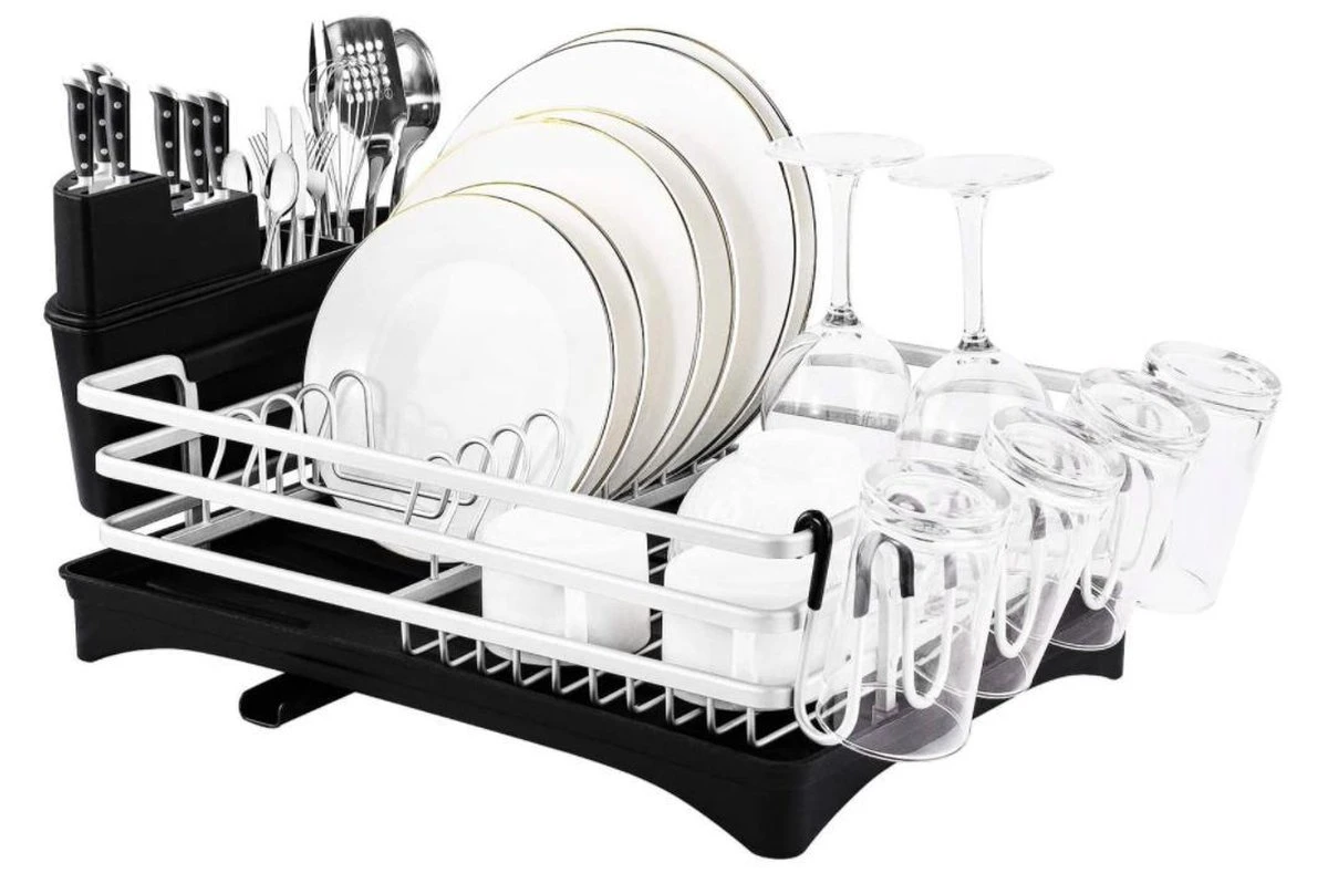 Doogo® Afdruiprek Met Bestekkorf En Lekbak Voor Keukenborden En Bestek Afdruiprek Met Draaibare Uitloop - Afbeelding 8