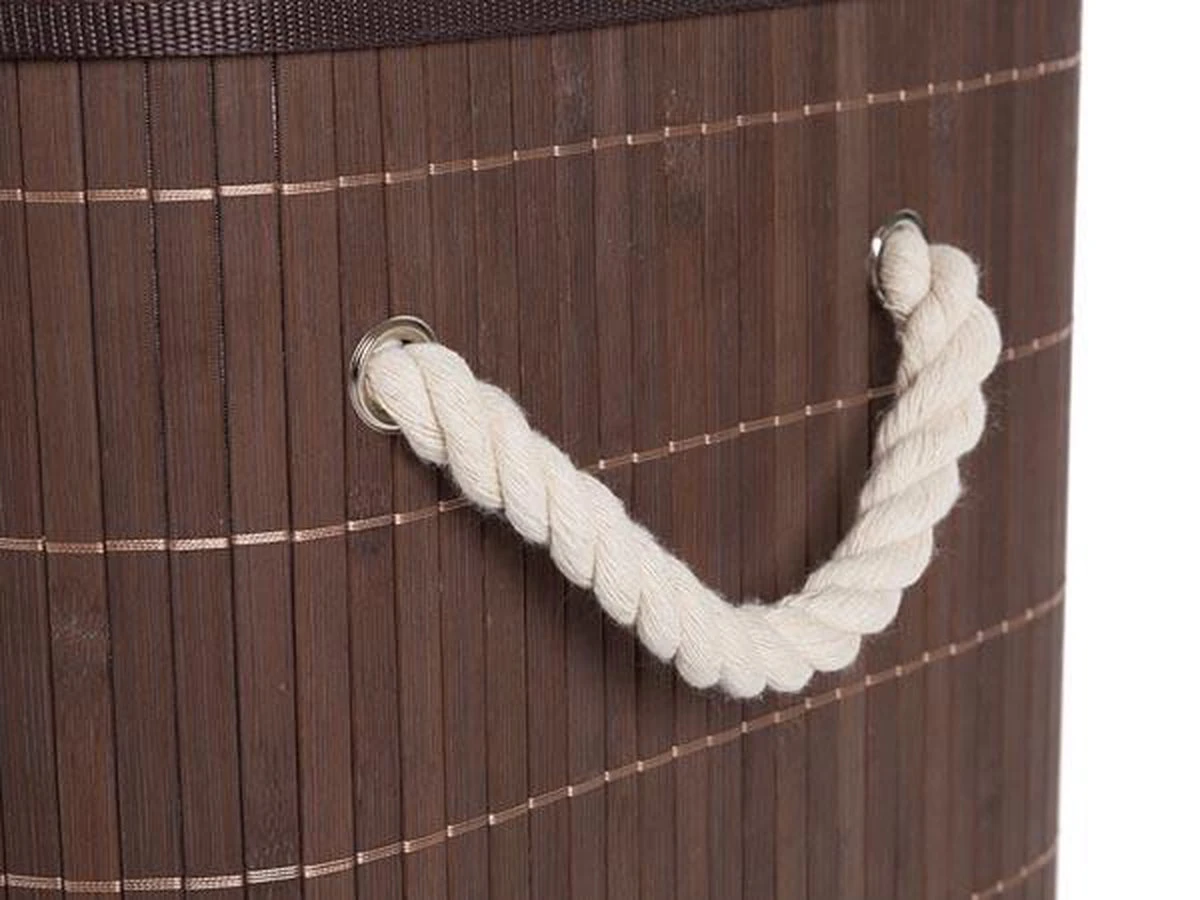 Bamboe Wasmand - Met Extra Waszak Met 2 Vakken - Bruin - Afbeelding 4