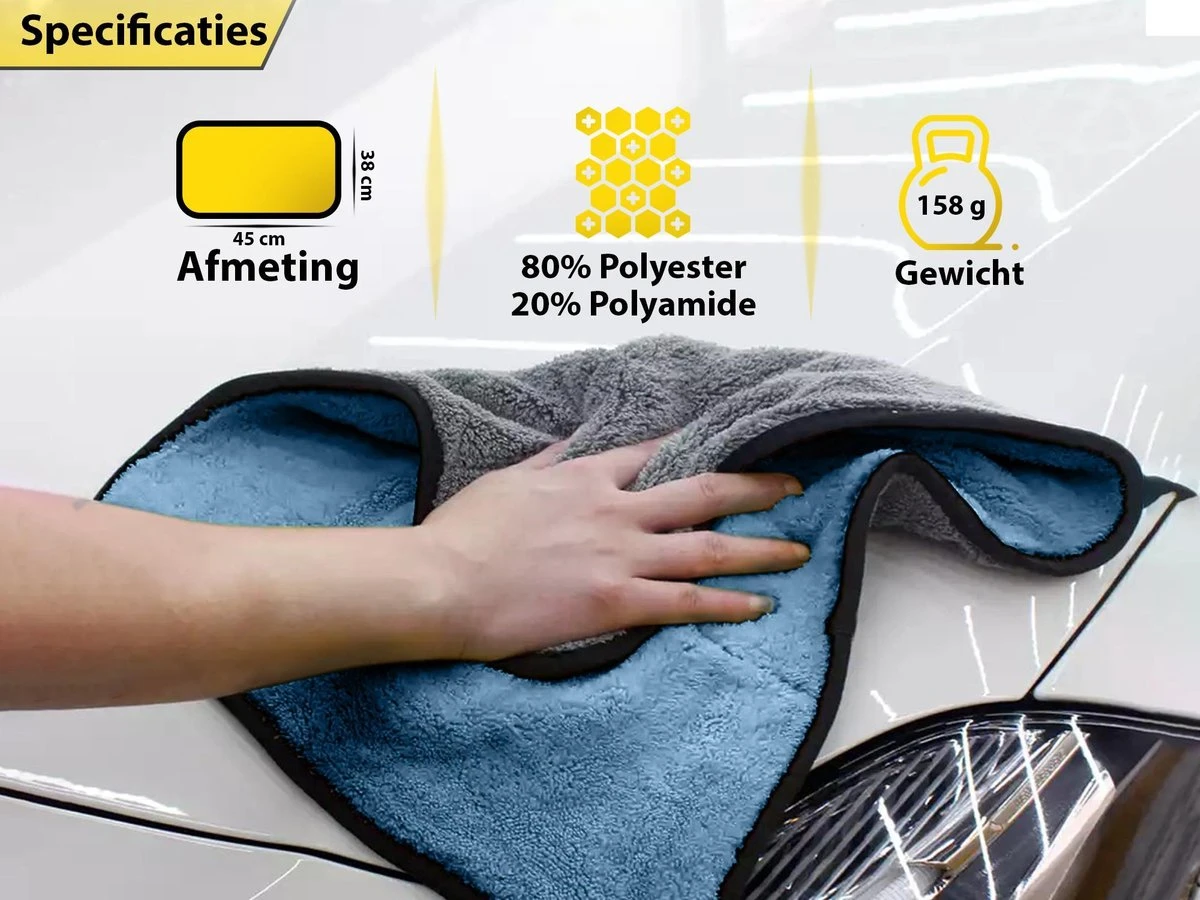 Droogdoek Auto - Watermagneet - Microvezel - Doek - 45 X 38 Cm - Blauw - Super Zacht! - Afbeelding 4