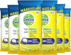 Dettol Schoonmaakdoekjes Power & Fresh - Citrus - 80 Stuks X6