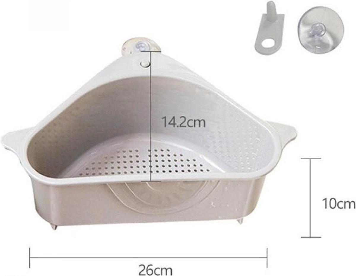 Merkloos Gootsteenorganiser Grijs - Sponshouder - Aanrecht Organiser - Vaatdoek Houder - Gootsteen Organiser - Gootsteen Bakje - Gootsteen Organiser- Gootsteenorganiser - Gootsteen Houder - Gootsteenzeef - Afbeelding 3