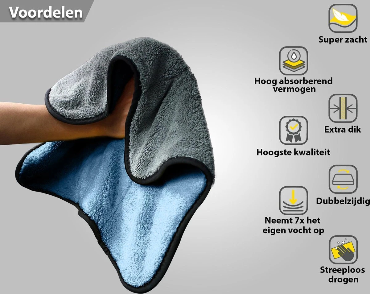 Droogdoek Auto - Watermagneet - Microvezel - Doek - 45 X 38 Cm - Blauw - Super Zacht! - Afbeelding 3