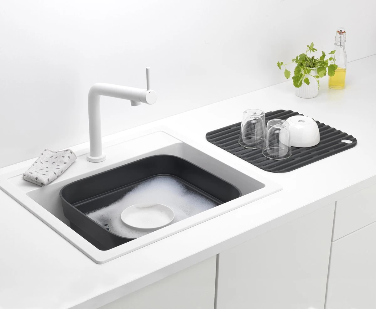 Brabantia SinkSide Afwasbak Vierkant - Met Afdruipschaal - Dark Grey - Afbeelding 2