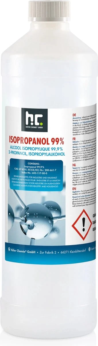 Isopropyl Alcohol - Isopropanol - IPA - Isopropyl - 99,9% Zuiver - 1000ml - Inclusief Trechter - Afbeelding 4