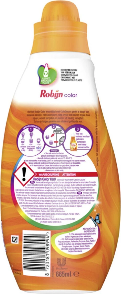 Robijn Klein & Krachtig Color Vloeibaar Wasmiddel - 8 X 19 Wasbeurten - Voordeelverpakking - Afbeelding 2