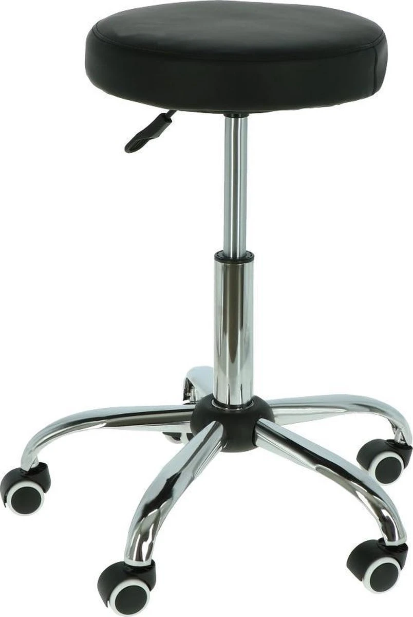 Alora Tabouret Op Wielen - Zadelkruk - Zwart - Kruk – Kapperskruk - Draaikruk - Werkkruk - Verstelbaar