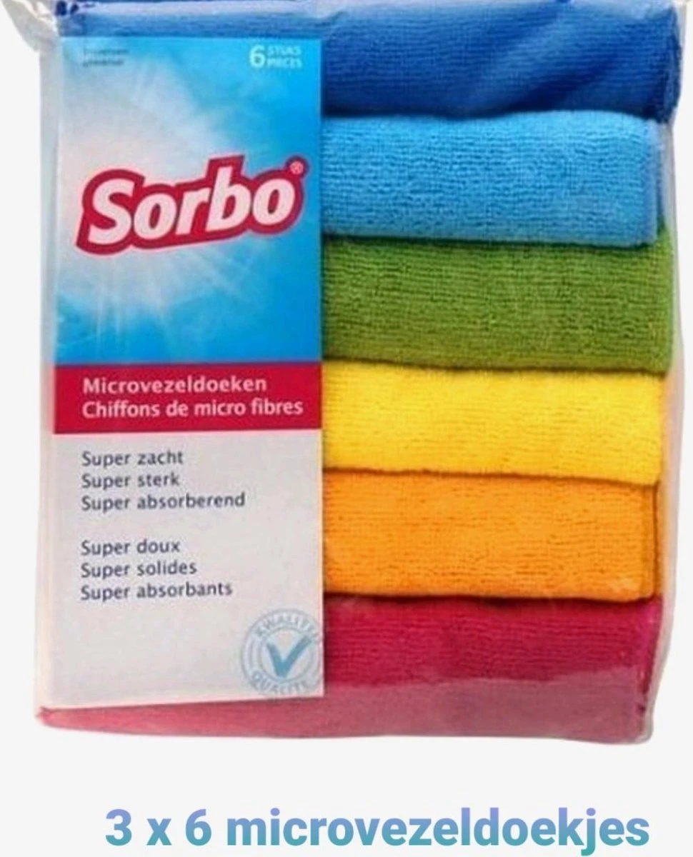 15 Stuks Sorbo Microvezeldoek Gekleurd 40 X 40 Cm - Vaatdoeken Microvezel - Microvezeldoekjes (3 X 6 ) - Afbeelding 2