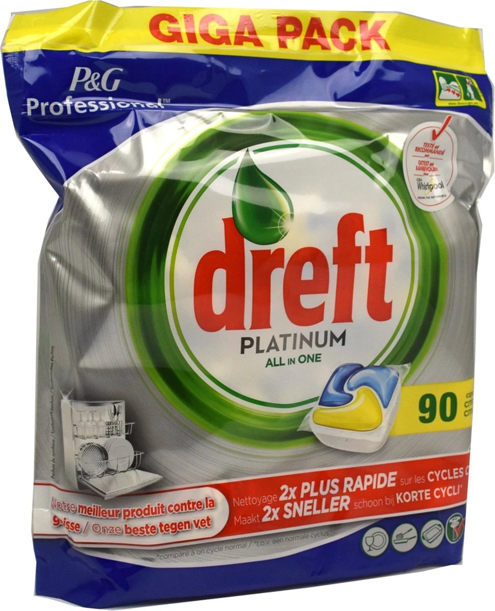 Dreft Platinum - All In One Lemon - 90 Stuks -Vaatwastabletten - Afbeelding 2